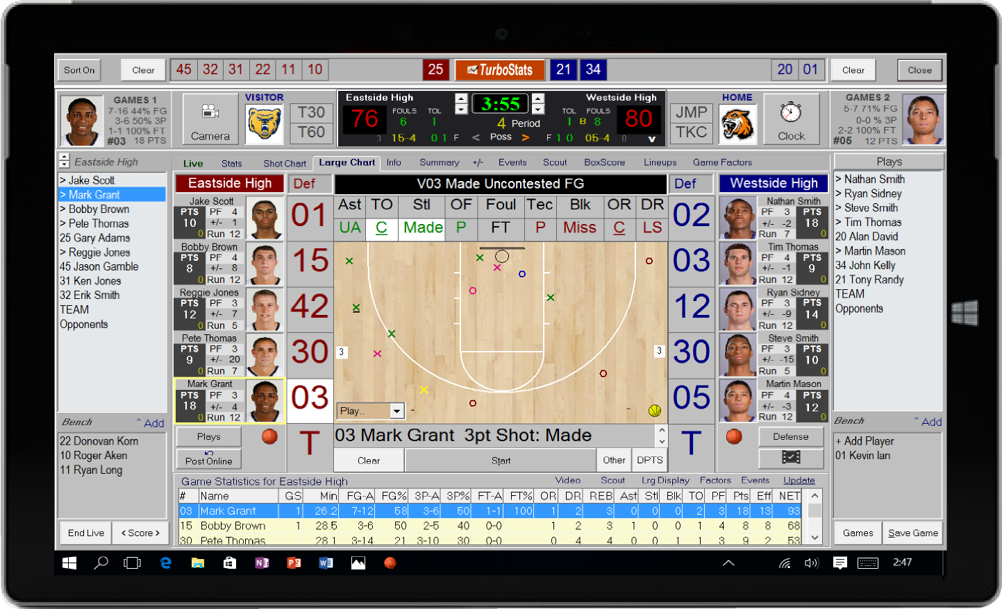 Basketball stat tracking software app