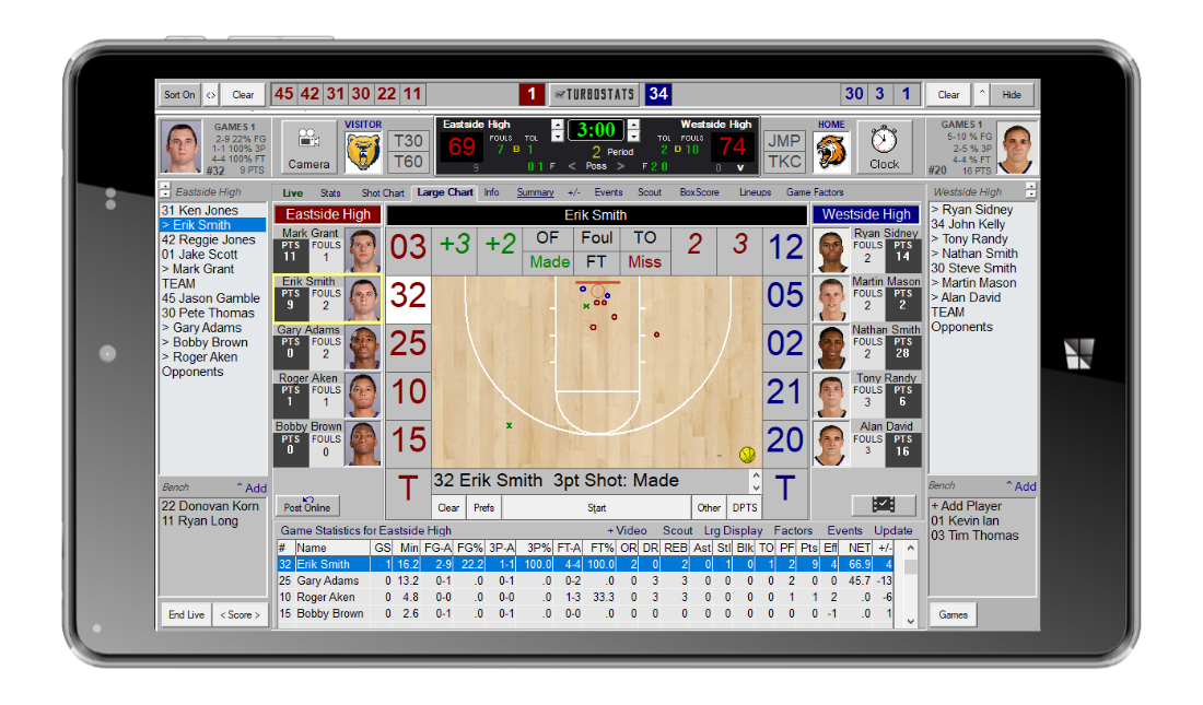 TurboStats for Basketball on NuVision Tablet