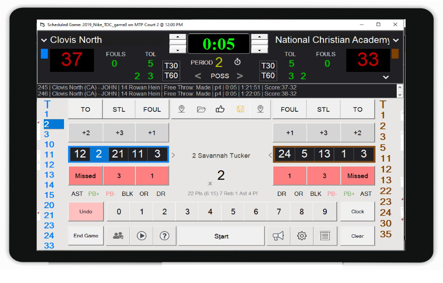 Real-Time Scoring - live gaming stats on a tablet or laptop